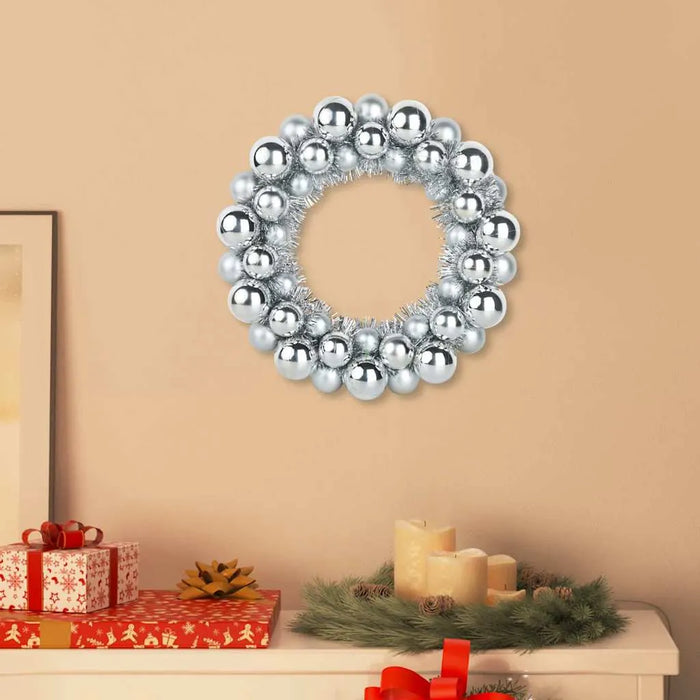 Set of 2 Christmas Ball Wreaths – Silver | Lightweight Indoor and Outdoor Festive Décor VIDAXL - Little and Giant Explorers vidaXL