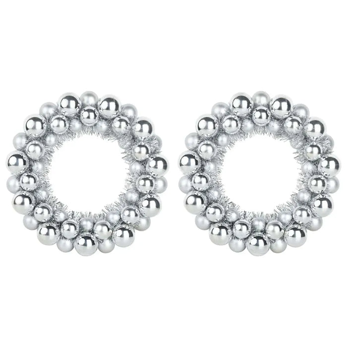 Set of 2 Christmas Ball Wreaths – Silver | Lightweight Indoor and Outdoor Festive Décor VIDAXL - Little and Giant Explorers vidaXL
