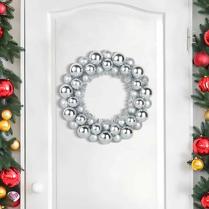 Set of 2 Christmas Ball Wreaths – Silver | Lightweight Indoor and Outdoor Festive Décor VIDAXL - Little and Giant Explorers vidaXL