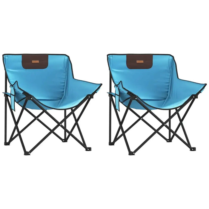 Camping Chairs with Pocket Foldable 2 pcs Bright Blue - Little and Giant Explorers vidaXL