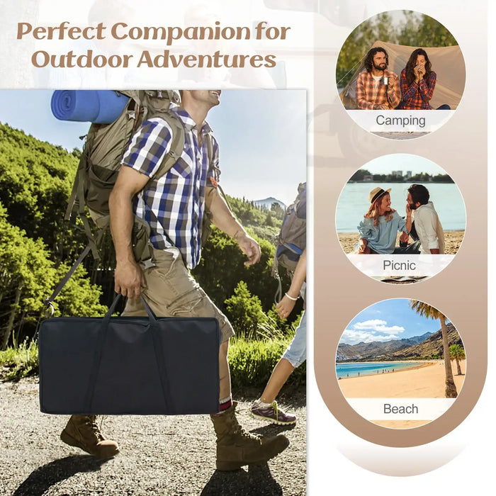 Set of 2 Foldable Camping Tables – Natural and Silver | Lightweight Aluminium COSTWAY - Little and Giant Explorers Costway