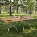 Set of 2 Foldable Camping Tables – Natural and Silver | Lightweight Aluminium COSTWAY - Little and Giant Explorers Costway