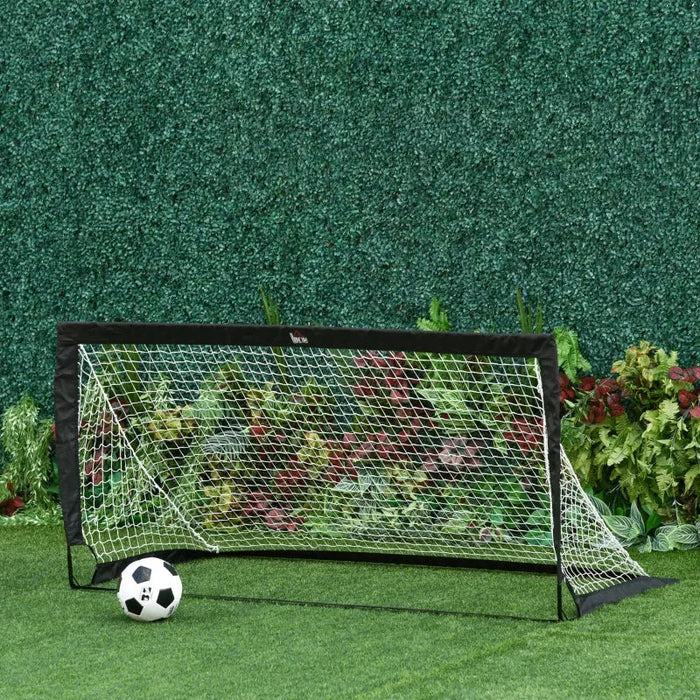 Set of 2 Foldable Football Goal Nets in Black (183 x 90 x 90cm) - Little and Giant Explorers HOMCOM