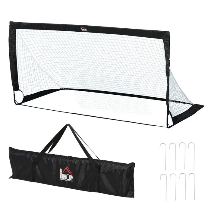 Set of 2 Foldable Football Goal Nets in Black (183 x 90 x 90cm) - Little and Giant Explorers HOMCOM