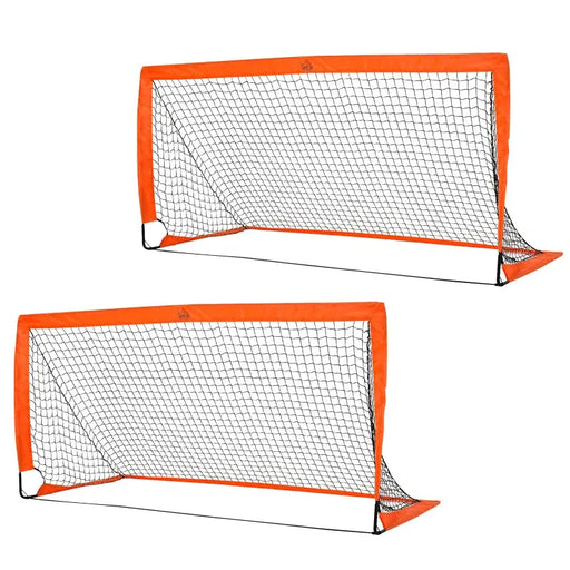 Set of 2 Foldable Football Goal Nets in Orange (183 x 90 x 90cm) - Little and Giant Explorers HOMCOM