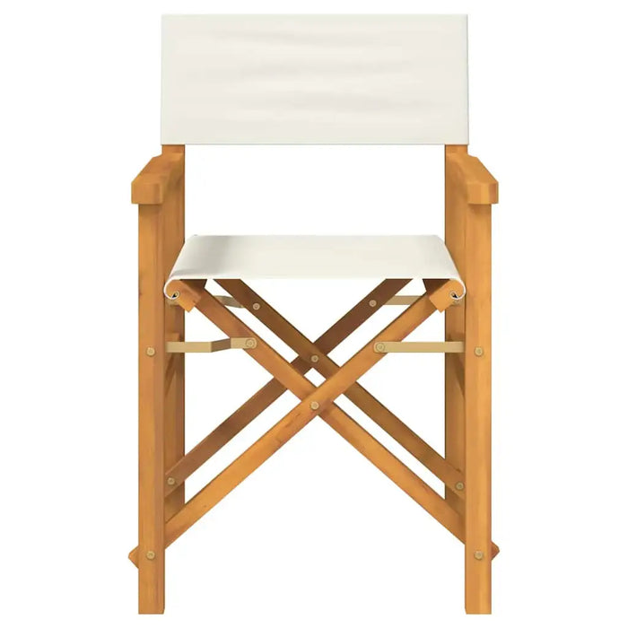Set of 2 Folding Director’s Chairs – Teak Wood | Outdoor Chairs with Cream Fabric Seat VIDAXL - Little and Giant Explorers vidaXL