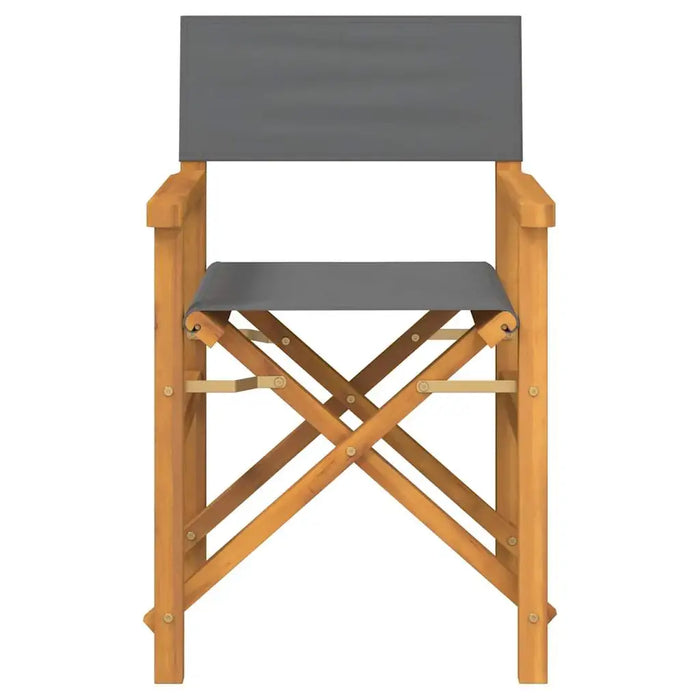 Set of 2 Folding Director’s Chairs – Teak Wood | Outdoor Chairs with Grey Fabric Seat VIDAXL - Little and Giant Explorers vidaXL