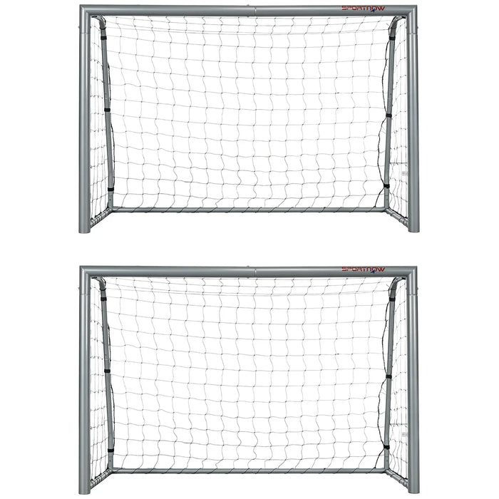 Set of 2 Football Nets with Ground Stakes (8ft x 5ft) - Little and Giant Explorers SPORTNOW