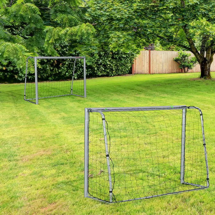 Set of 2 Football Nets with Ground Stakes (8ft x 5ft) - Little and Giant Explorers SPORTNOW