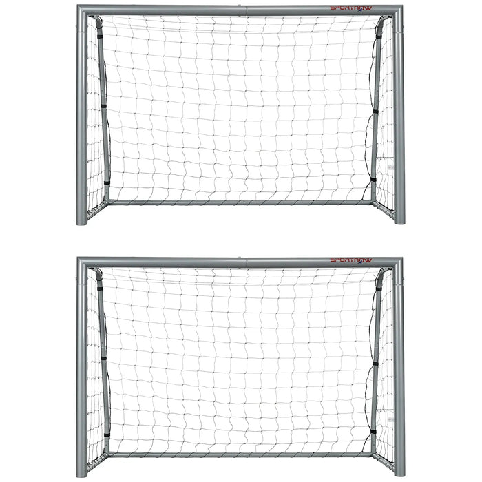 Set of 2 Football Nets with Ground Stakes (8ft x 5ft) - Little and Giant Explorers SPORTNOW