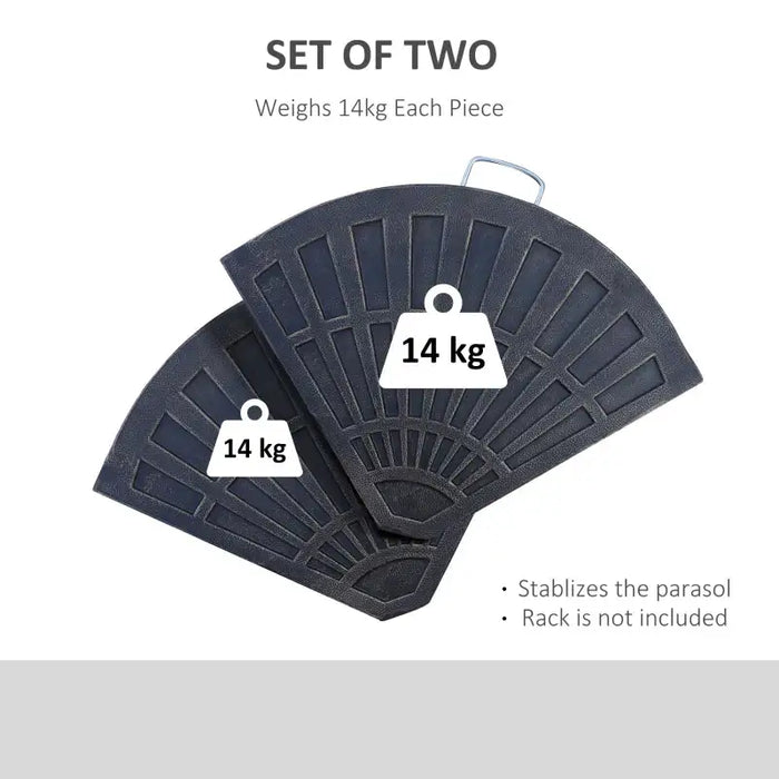 Set of 2 Garden Parasol Base Weights – Bronze Fan Design | 28kg Total for Cross-Base Parasols OUTSUNNY - Little and Giant Explorers Outsunny