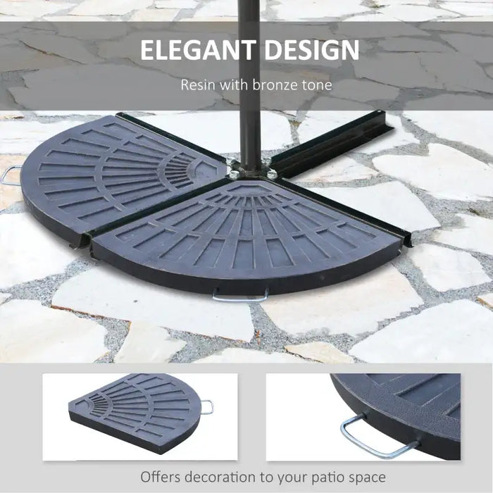Set of 2 Garden Parasol Base Weights – Bronze Fan Design | 28kg Total for Cross-Base Parasols OUTSUNNY - Little and Giant Explorers Outsunny