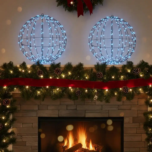 Set of 2 Modern LED Metal Christmas Balls | 60cm Cold White Lights VIDAXL - Little and Giant Explorers vidaXL