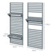 Set of 2 grey wooden wall-mounted plant stands with trellis and shelves, 170cm tall and 60cm wide