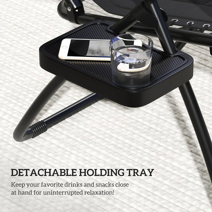 Set of 2 Zero Gravity Reclining Chair – Black | Foldable Sun Loungers with Adjustable Canopy OUTSUNNY - Little and Giant Explorers Outsunny