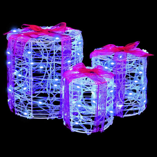 Set of 3 Acrylic Christmas Gift Box Decoration – Blue LED | 20cm - USB Powered VIDAXL - Little and Giant Explorers vidaXL