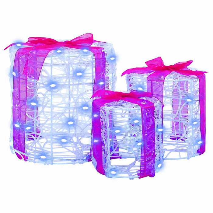 Set of 3 Acrylic Christmas Gift Box Decoration – Blue LED | 20cm - USB Powered VIDAXL - Little and Giant Explorers vidaXL