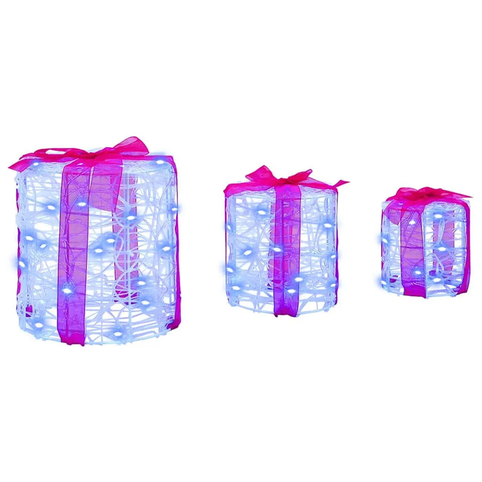 Set of 3 Acrylic Christmas Gift Box Decoration – Blue LED | 20cm - USB Powered VIDAXL - Little and Giant Explorers vidaXL