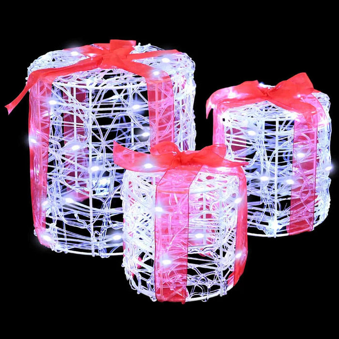 Set of 3 Acrylic Christmas Gift Box Decoration – Cold White LED | 20cm - USB Powered VIDAXL - Little and Giant Explorers vidaXL