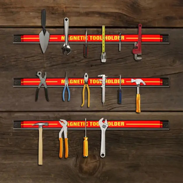 Magnetic Tool Strips Set 3-Piece | Heavy-Duty Workshop Organisation Solution - Little and Giant Explorers Costway