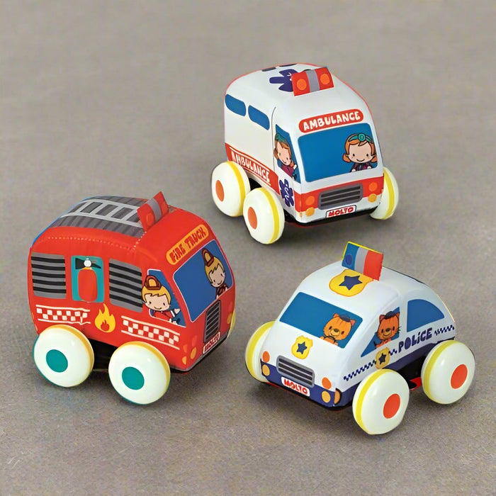 Set of 3 Pullback Soft Cars - Little and Giant Explorers Moltó