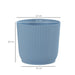 Blue ribbed plastic plant pot with dimensions 22 cm width, 20 cm height, 14 cm base, for indoor and outdoor use