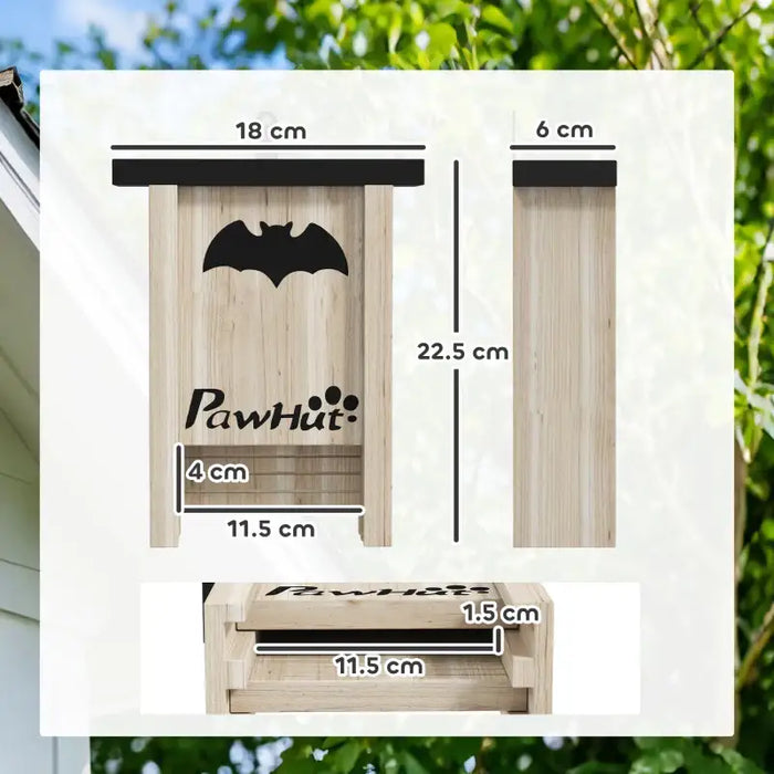 Set of 3 Wooden Bat Houses with Landing Pads | Outdoor Bat Boxes for Gardens PAWHUT - Little and Giant Explorers PawHut