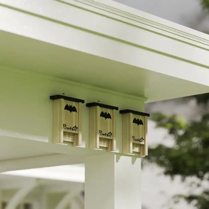 Set of 3 Wooden Bat Houses with Landing Pads | Outdoor Bat Boxes for Gardens PAWHUT - Little and Giant Explorers PawHut