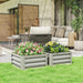 Set of Two Steel Planter Boxes in Light Grey (60 x 60cm) - Little and Giant Explorers Outsunny