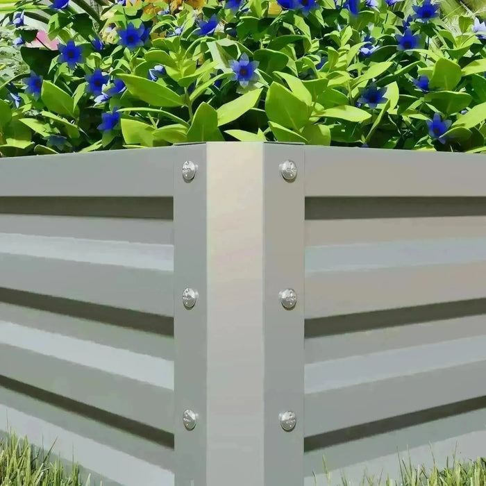 Set of Two Steel Planter Boxes in Light Grey (60 x 60cm) - Little and Giant Explorers Outsunny