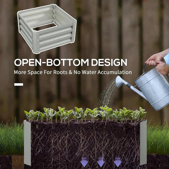 Set of Two Steel Planter Boxes in Light Grey (60 x 60cm) - Little and Giant Explorers Outsunny