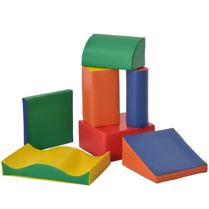 Seven-Piece Soft Play Equipment Building and Stacking Blocks - Little and Giant Explorers HOMCOM