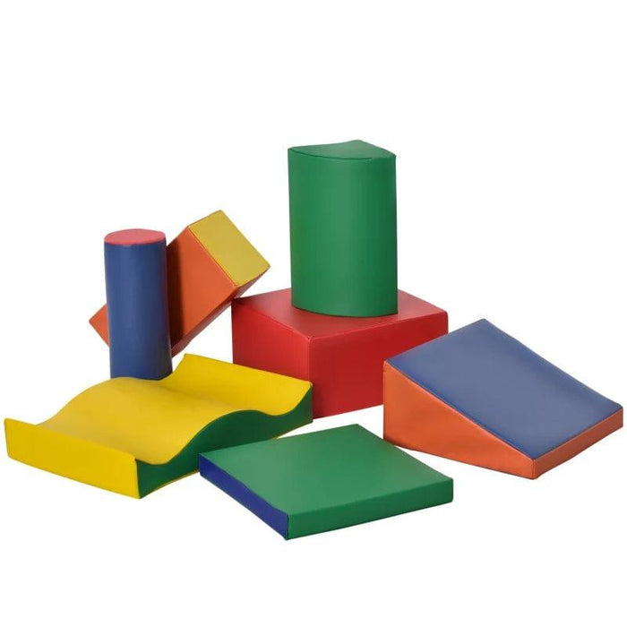 Seven-Piece Soft Play Equipment Building and Stacking Blocks - Little and Giant Explorers HOMCOM