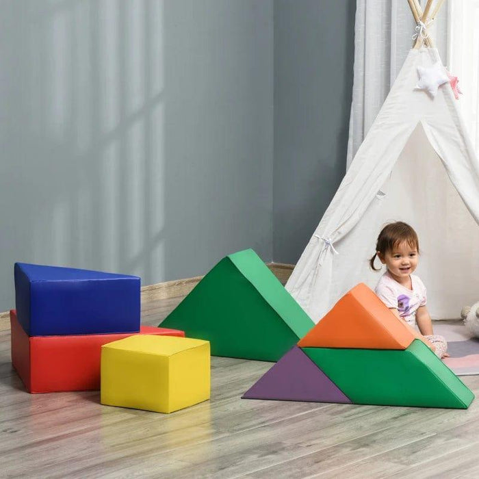 Seven-Piece Soft Play Puzzle Play Blocks - Little and Giant Explorers HOMCOM