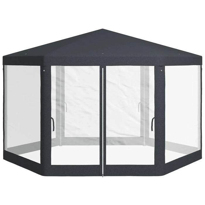 Shade Resistant Hexagon Gazebo in Dark Grey 4m - Little and Giant Explorers Outsunny