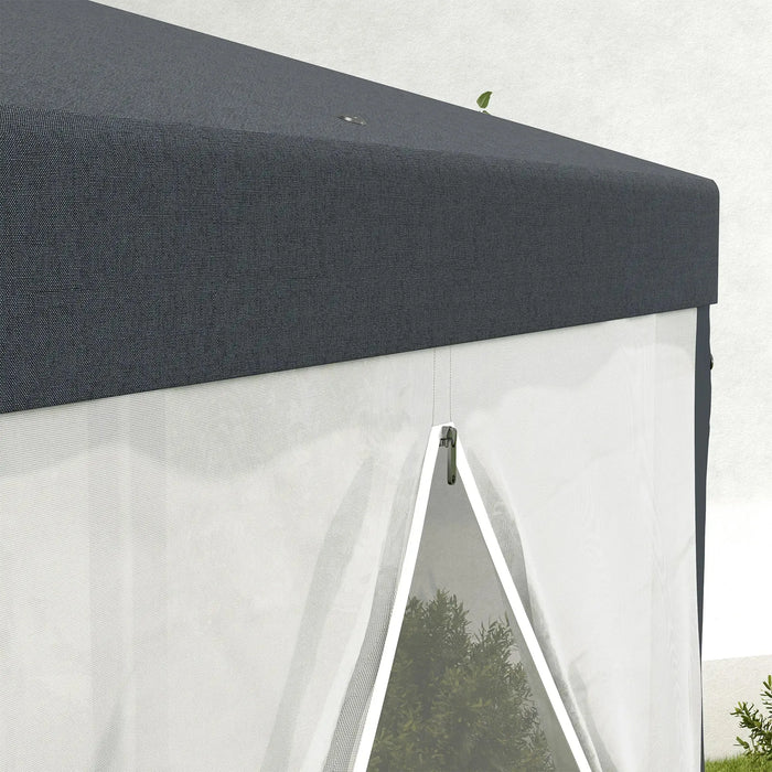 Shade Resistant Hexagon Gazebo in Dark Grey 4m - Little and Giant Explorers Outsunny