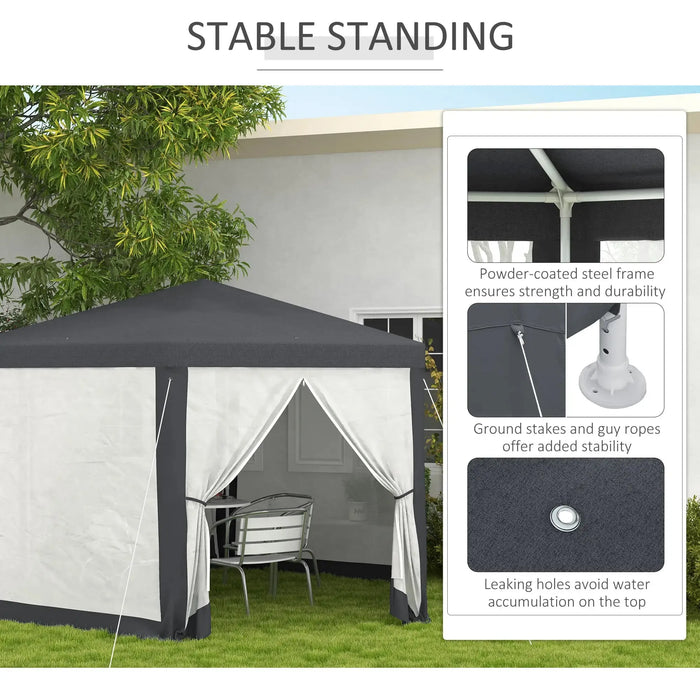 Shade Resistant Hexagon Gazebo in Dark Grey 4m - Little and Giant Explorers Outsunny