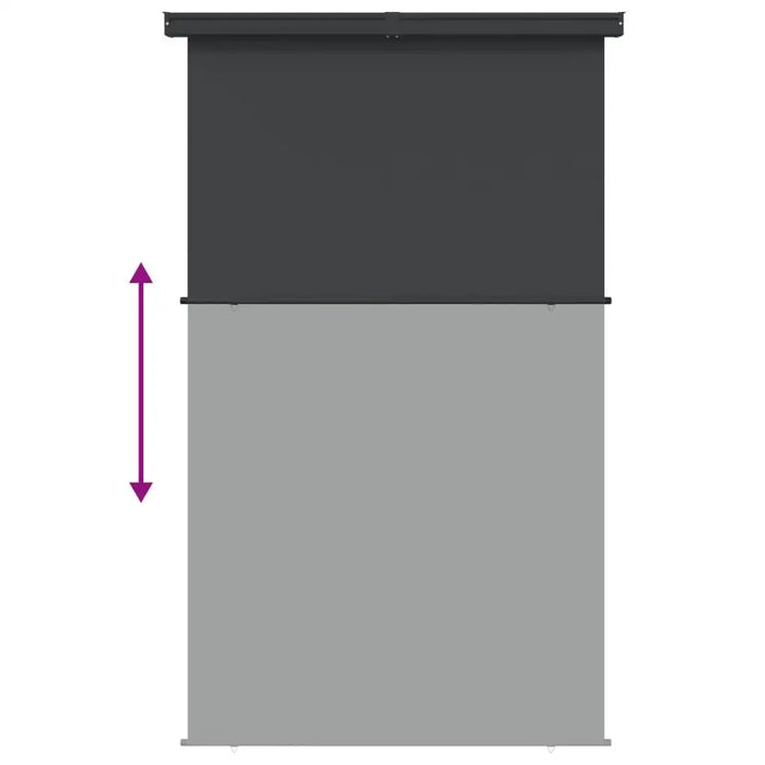 Black and grey side awning with self-locking function, 165x250cm, shown extended vertically