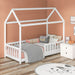 House-Shaped Kids Bed Frame with Safety Fence in White - Little and Giant Explorers HOMCOM