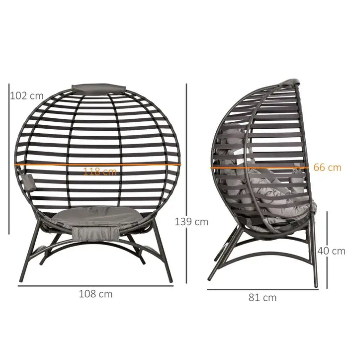 Single Egg Chair – Sand Brown | Foldable Hanging-Style Seater with Cushion and Metal Frame OUTSUNNY - Little and Giant Explorers Outsunny