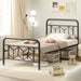Single Metal Bed Frame – Black Graphic Design with 3D Effect | COSTWAY - Little and Giant Explorers Costway