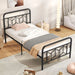 Single Metal Bed Frame – Black Graphic Design with 3D Effect | COSTWAY - Little and Giant Explorers Costway