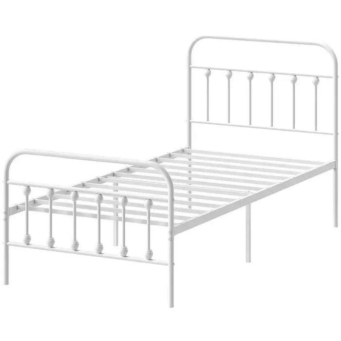 Single Metal Bed Frame – White 90x190cm | Steel Structure HOMCOM - Little and Giant Explorers HOMCOM