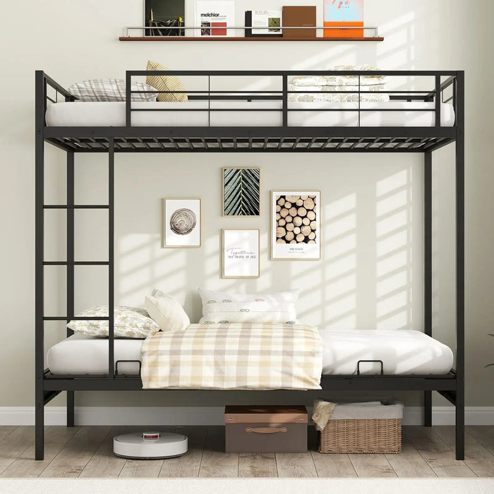 Single Over Futon Bunk Bed – Black | Metal Frame with Convertible Sofa Bed and Ladder COSTWAY - Little and Giant Explorers Costway