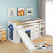 Single Pine Wood Loft Bed with Slide, Ladder and Den in Blue - Little and Giant Explorers Costway