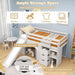 Single Pine Wood Loft Bed with Slide, Ladder and Den in Grey - Little and Giant Explorers Costway