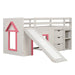 Single Pine Wood Loft Bed with Slide, Ladder and Den in Pink - Little and Giant Explorers Costway