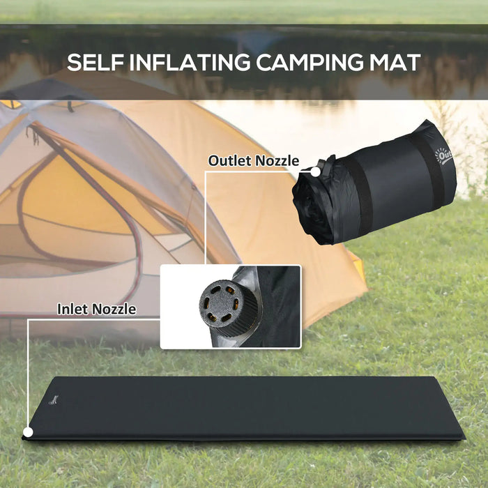 Single Self-Inflating Camping Mattress – Grey | 65cm Wide Airbed with Sponge Padding OUTSUNNY - Little and Giant Explorers Outsunny