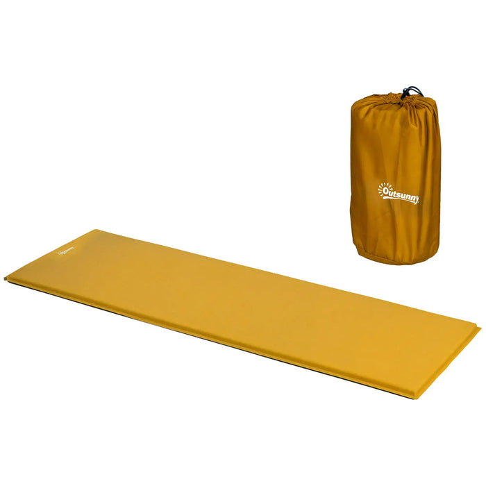Single Self-Inflating Camping Mattress – Khaki | 65cm Wide Airbed with Sponge Padding OUTSUNNY - Little and Giant Explorers Outsunny