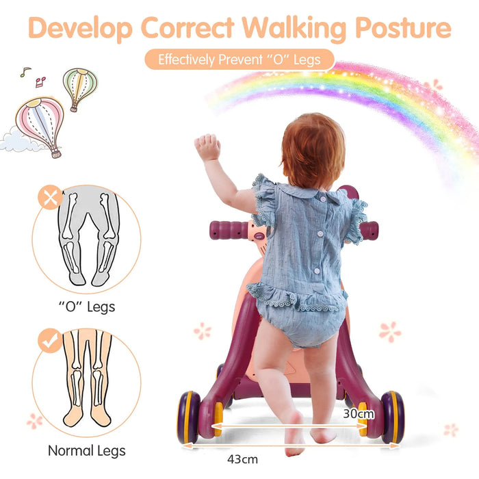 Sit-to-Stand Learning Walker in Pink - Little and Giant Explorers Costway